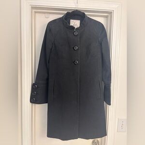 MILLY black fully lined button front coat.  Size 6